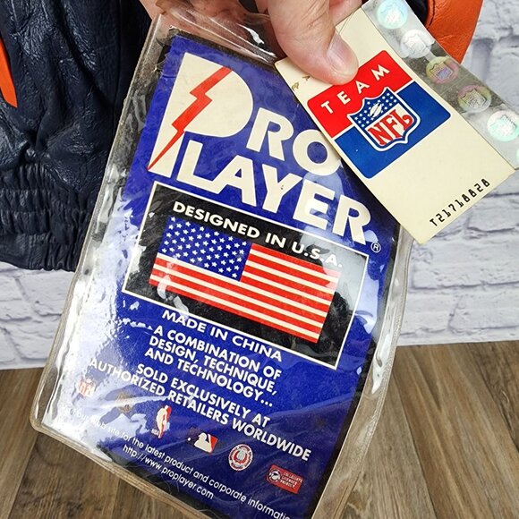 Denver Broncos SUPER BOWL XXXIII Vintage 1999 PRO PLAYER Blue Med Leather Jacket - Picture 5 of 16